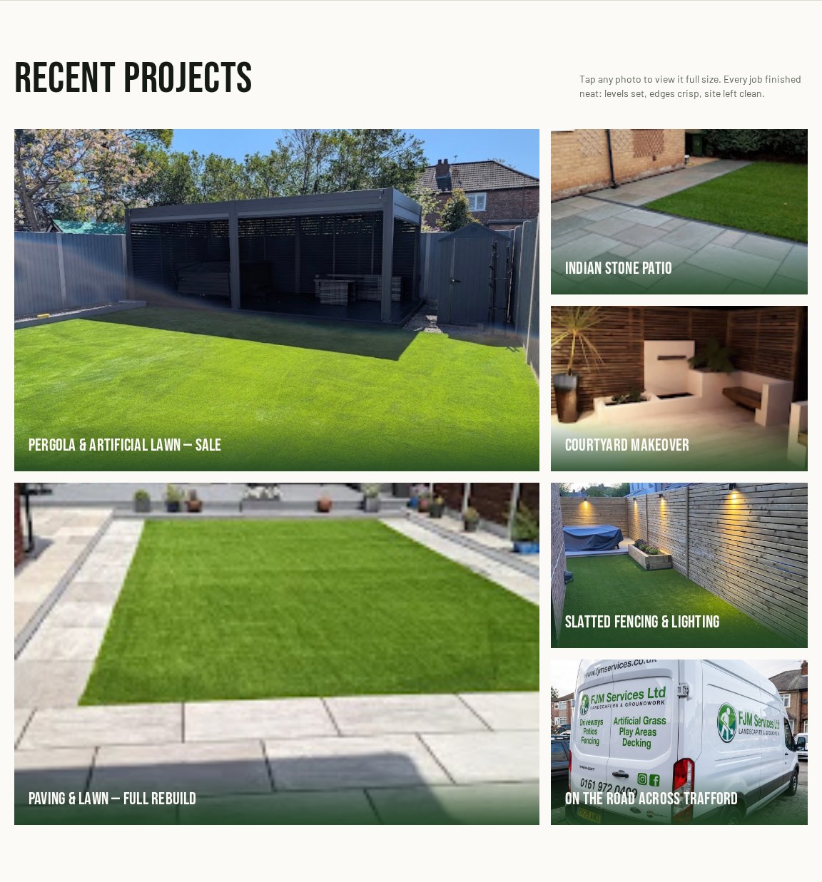FJM Gardens website homepage designed by LB Websites