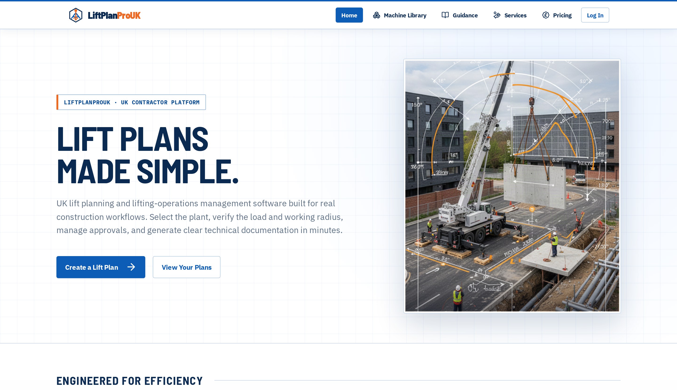 Lift Plan Pro UK homepage designed and built by LB Websites