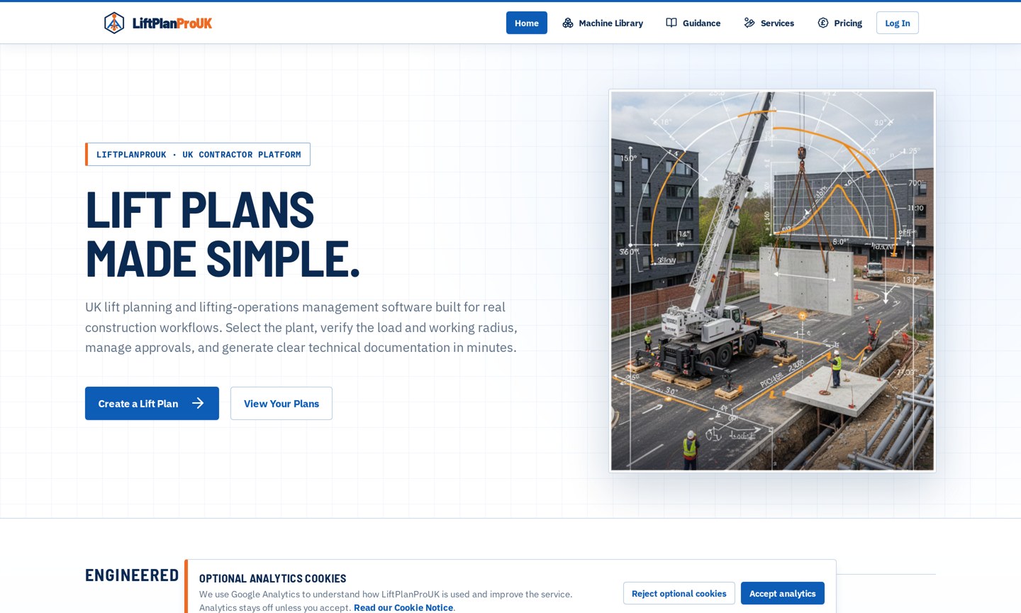 Lift Plan Pro UK website homepage designed by LB Websites